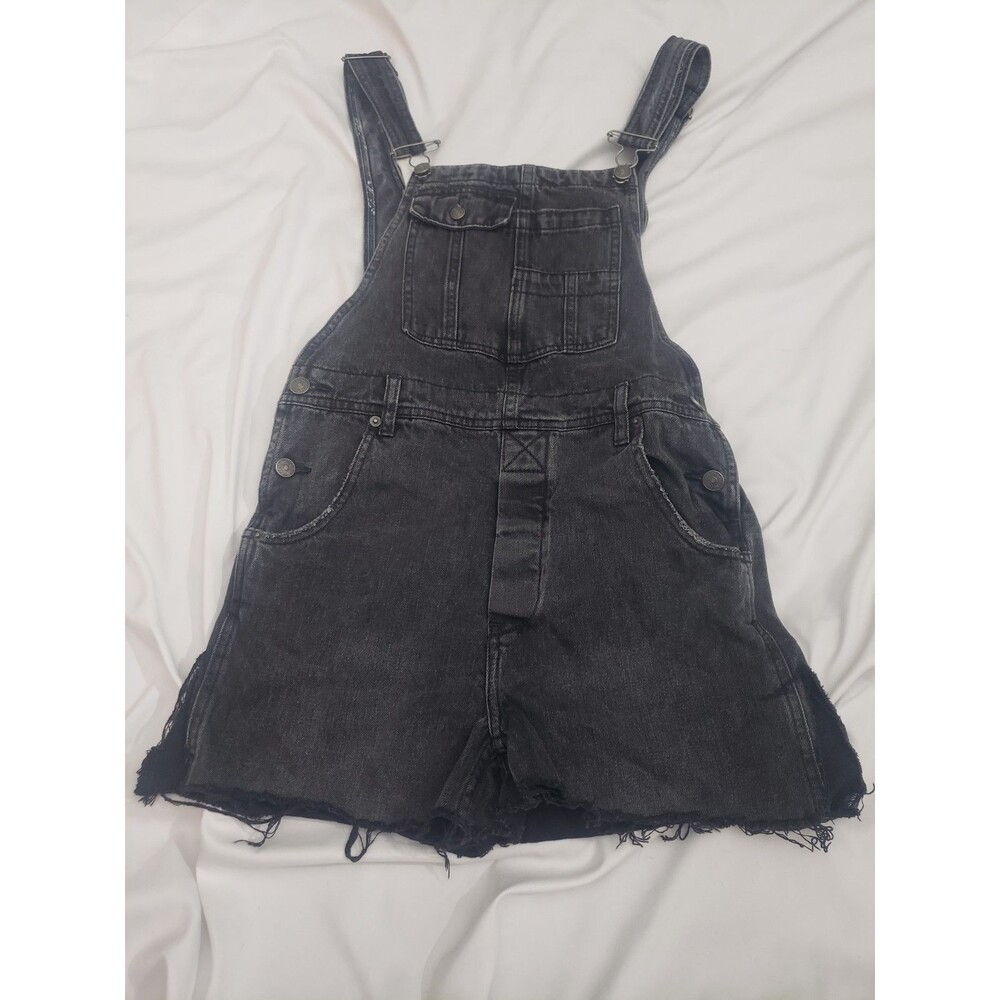 Free People Black Denim Overalls